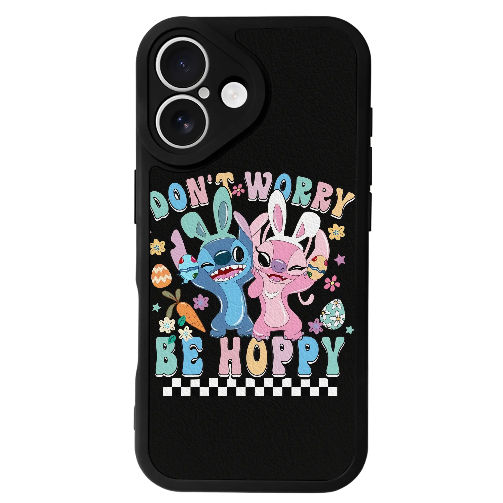 リロ＆スティッチ グッズ エンジェル - IPhone 16シリーズ対応 ・ シリコンスマホケース ・ レザー調 ・ 高精度フィット ・ 耐衝撃 ・ ワイヤレス充電対応 ・ 精密カット